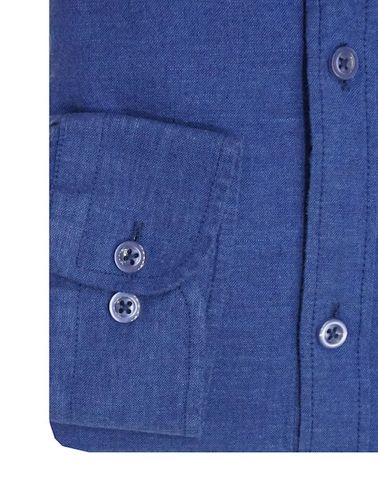 Langärmlig Leinen Hemd Blue