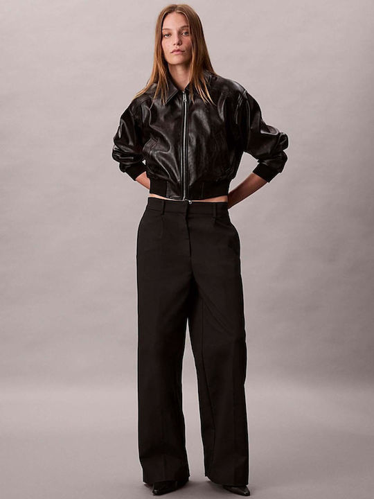 Crop Γυναικείο Bomber Jacket Μαύρο