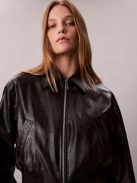 Crop Γυναικείο Bomber Jacket Μαύρο