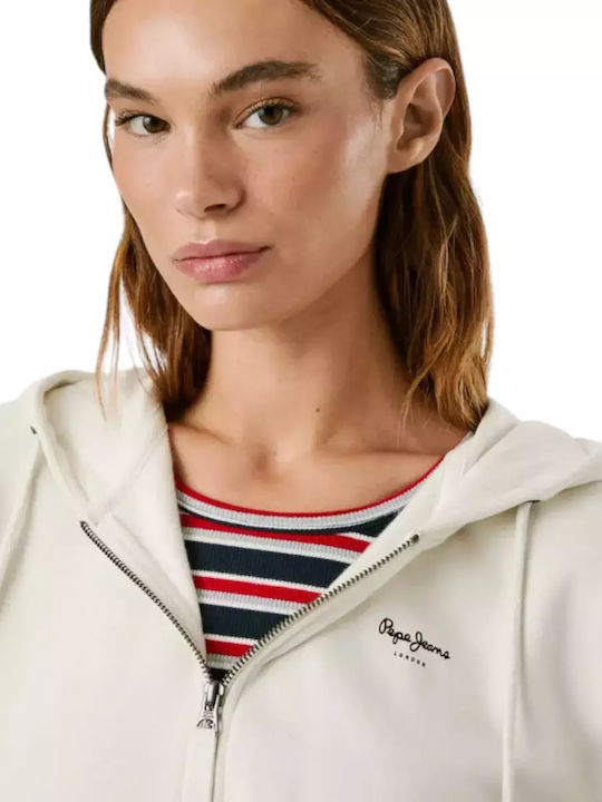 Women's Sweatshirt Jacket Hooded Ecru