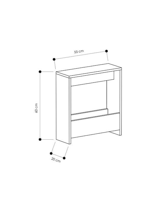 Rectangular Side Table Simpi from Solid Wood Black Wood W55xD20xH60cm
