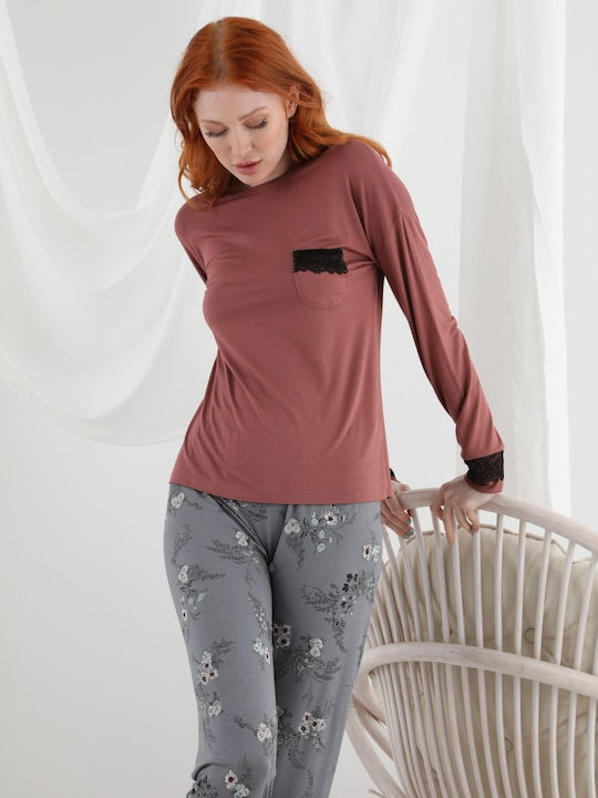 Sevim Winter Damen Pyjama-Set Pastels