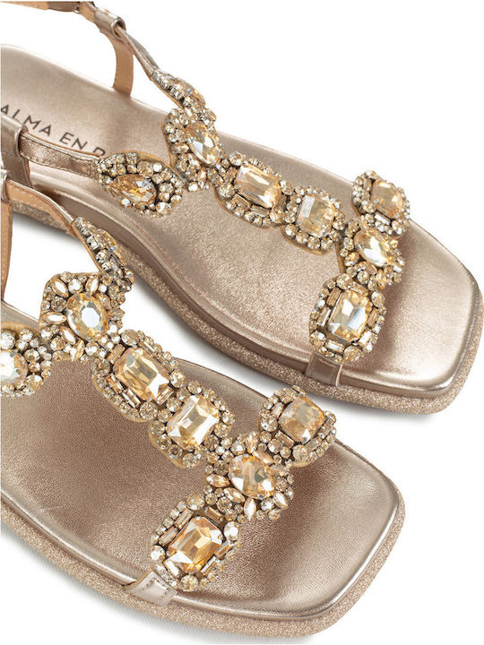 Women's Flat Sandals in Beige Color