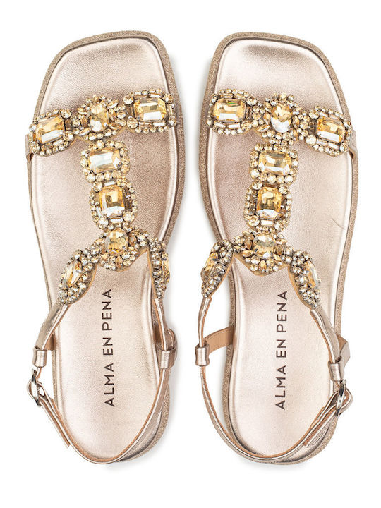 Women's Flat Sandals in Beige Color