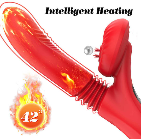 Silikon Vibrator 7 Leistungsstarke Modi Lecken Vorstoßende Erwärmung