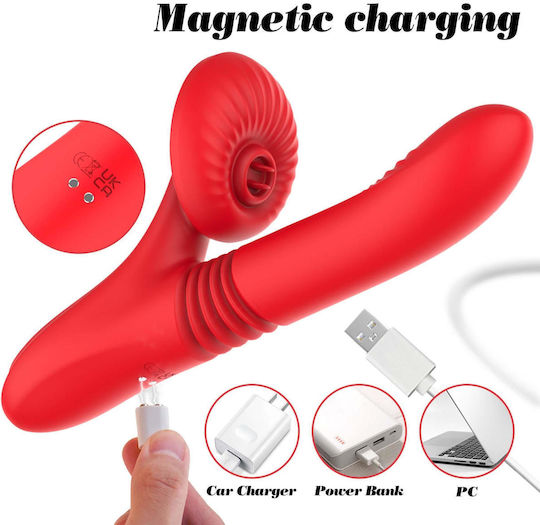 Silikon Vibrator 7 Leistungsstarke Modi Lecken Vorstoßende Erwärmung