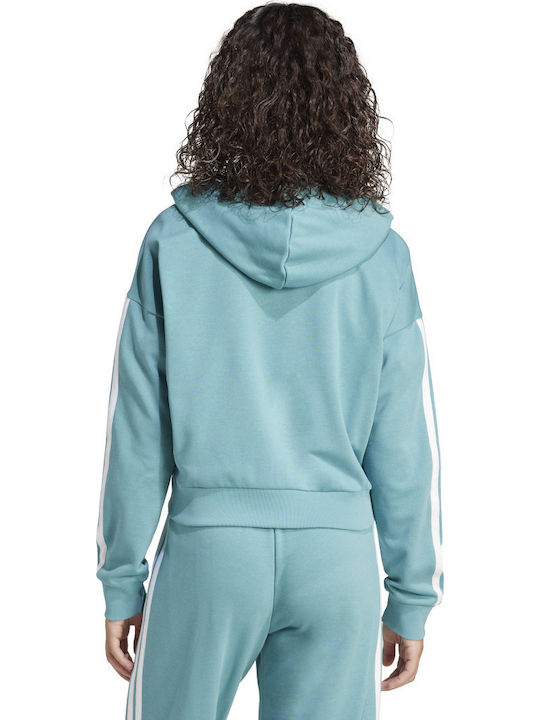 Essentials 3-stripes French Terry Women's Sweatshirt Jacket Hooded Blue