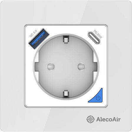 AlecoAir G40 Power Socket Wi-Fi with 2 USB Ports White 1pcs