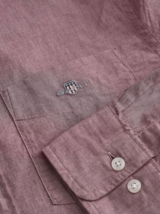 Long-sleeved Cotton Shirt Burgundy