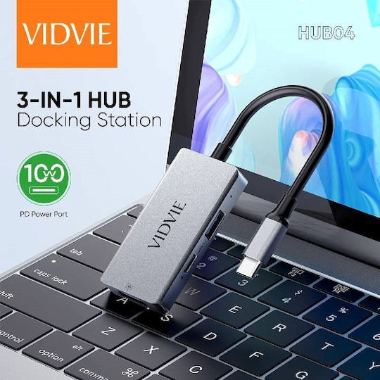Vidvie USB-C Dockingstation für Laptop mit HDMI 4K PowerDelivery Silber