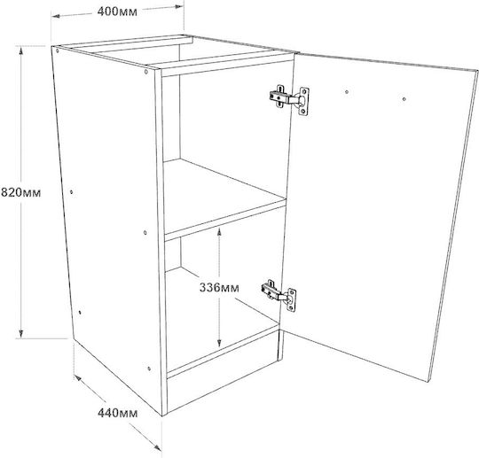 Floor Cabinet with Countertop White, White Craft Oak 40x46x85cm