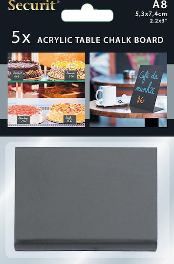 Securit L-Shaped 5 Pieces Tabletop Mini Chalk Board 5 Pieces 5.2x7.5cm