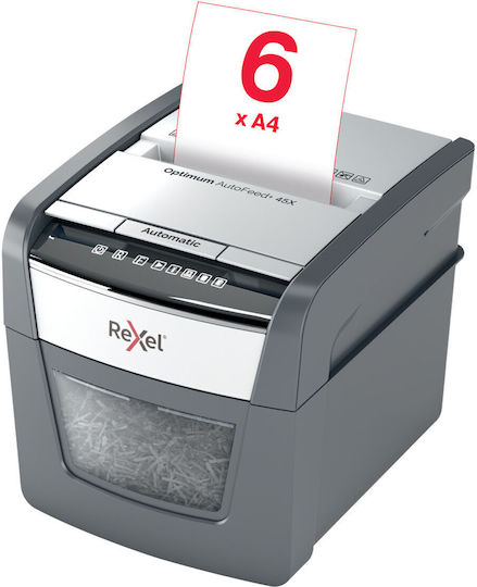 Rexel Distrugător Documente Optimum Autofeed+ Tăiere Transversală 6 Foi cu Recipient 20lt