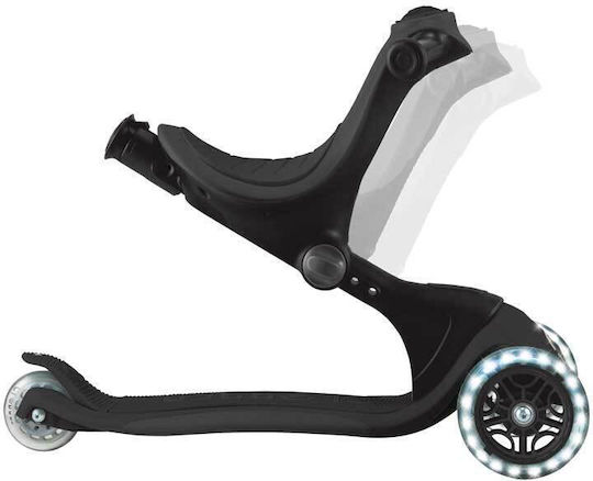 Globber Kids Scooter Foldable Globber Go Up Deluxe Lights 360° 3-Wheel with Seat for 15+ Months Black