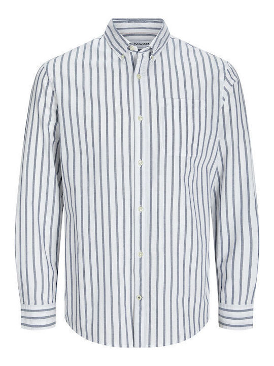 Long-sleeved Cotton Shirt Striped Blue
