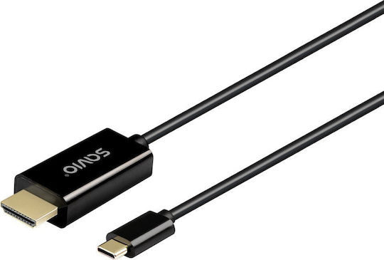 Savio Cable HDMI male - USB-C male 2m Μαύρο