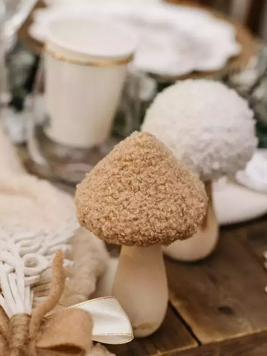 Beauty Home Christmas Wooden Figure Mushroom Beige Length 7.5cm Mushroom