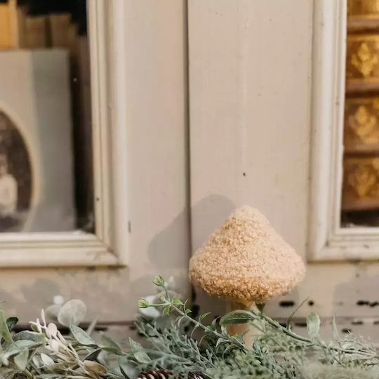 Beauty Home Коледна Дървена Фигура Форма На Гъба Бежова Дължина 7.5см Форма На Гъба