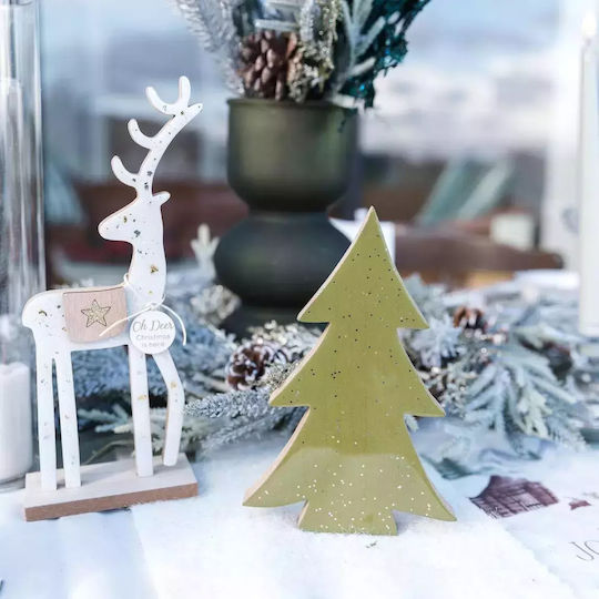 Beauty Home Christmas Wooden Figure Reindeer White Height 25cm