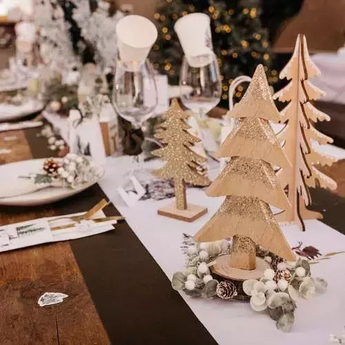 Christmas Decorative Wood Tree 27cm Gold