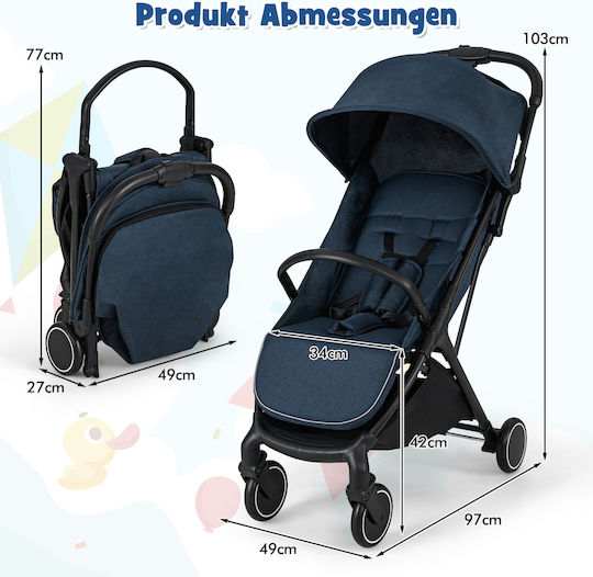 Costway Baby Stroller Suitable for Newborn Blue 6.6kg