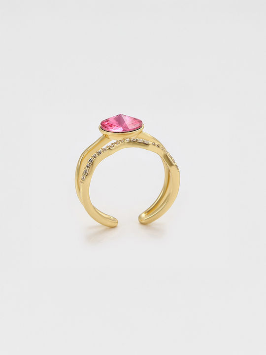 Chrysothemiss Damenring Pink Blaze Vergoldet Rosa Kristall