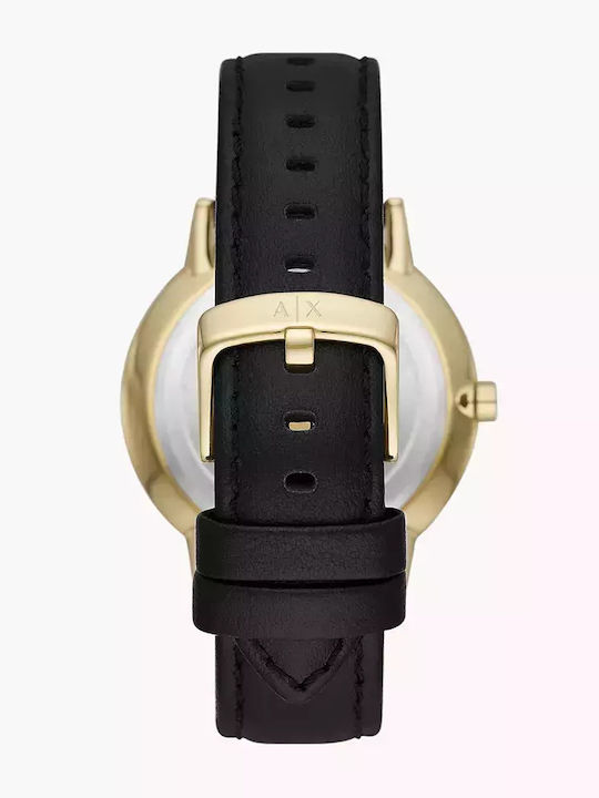 Armani Exchange Ceas Barbati 42mm cu Baterie cu Curea din Piele Neagră