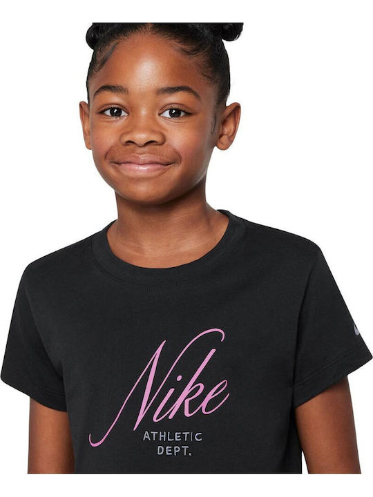 Kids' Crop Top Short Sleeve Black Sportswear