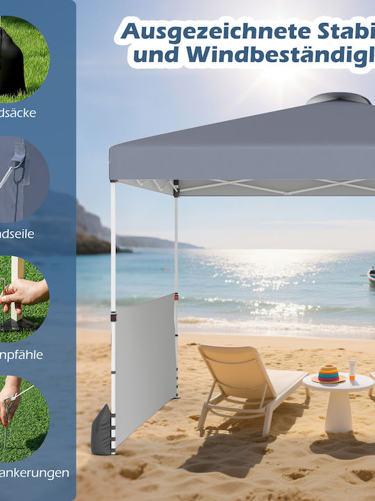 Costway Faltbarer Pavillon Garten Beige 3x3m