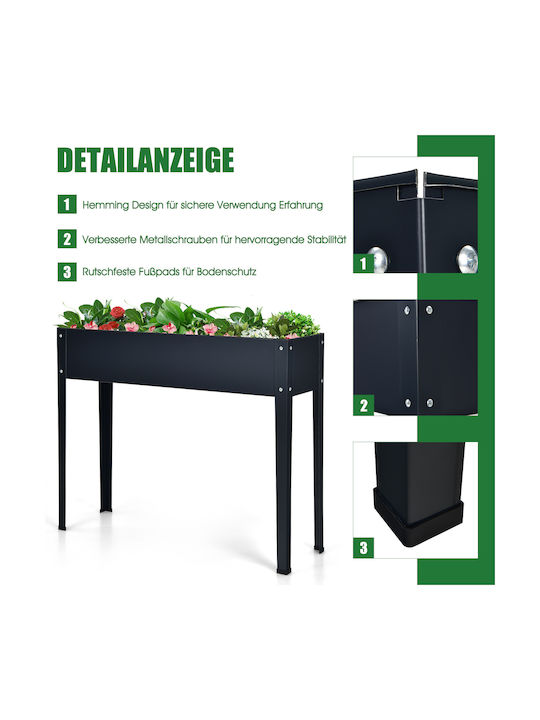 Costway Planter Box Metal Grey Shade 100x30x80cm.