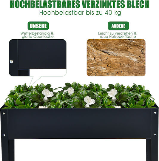 Costway Ζαρντινιέρα Μεταλλική Γκρι Απόχρωση 100x30x80εκ.