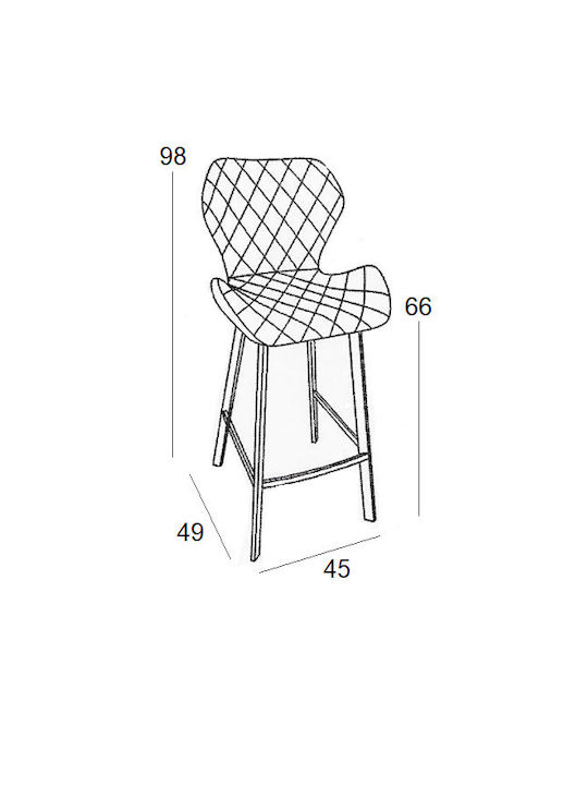 Hocker Bar mit Rückenlehne Gepolstert mit Stoff Martin Off White 2Stück 48x46x65cm