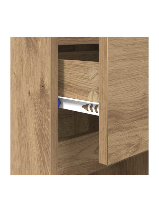 Wooden Bedside Tables with Metal Legs Brown Oak 2 Pieces 40x35x70cm