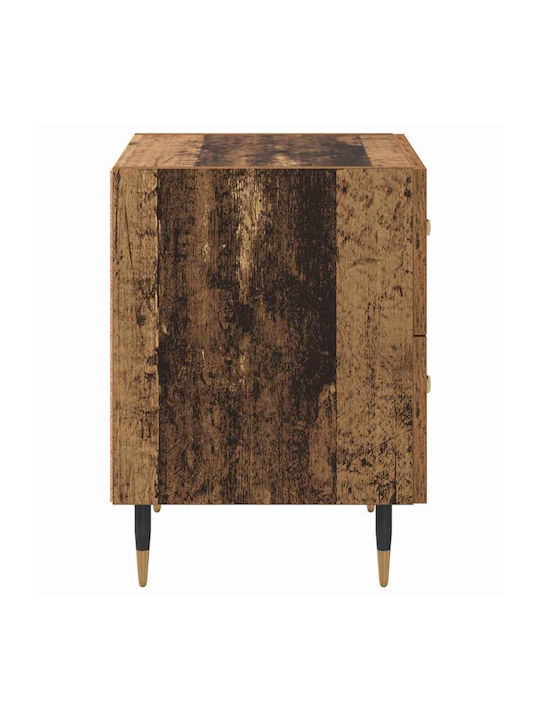 Bedside Table Wooden with Metal Legs Old Wood 40x35x47.5cm