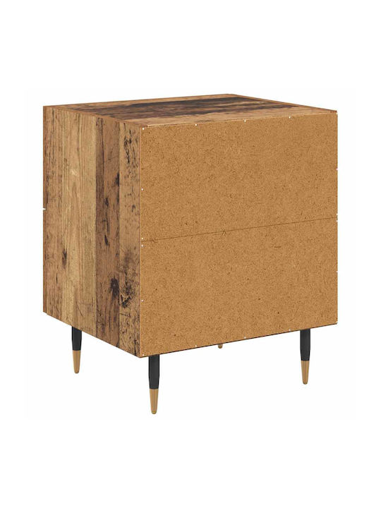 vidaXL Bedside Tables Wooden with Metal Legs Old Wood 2 Pieces 40x35x47.5cm