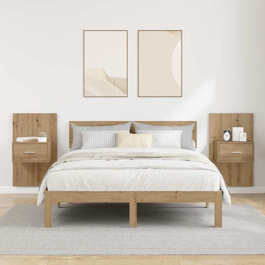 Κομοδίνα Ξύλινα Καφέ Δρυς 2τμχ 48.5x32.5x80cm