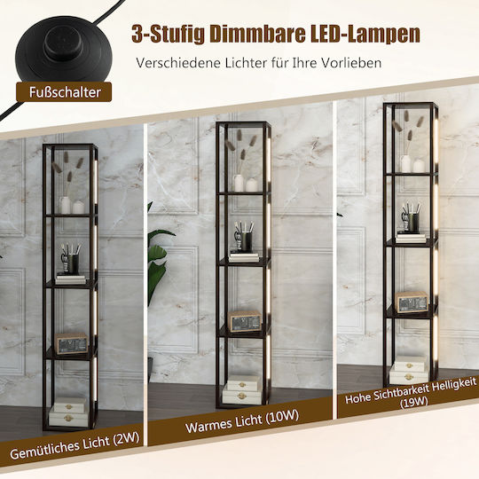 Costway LED Stehlampe Höhe 162xM26cm Braun