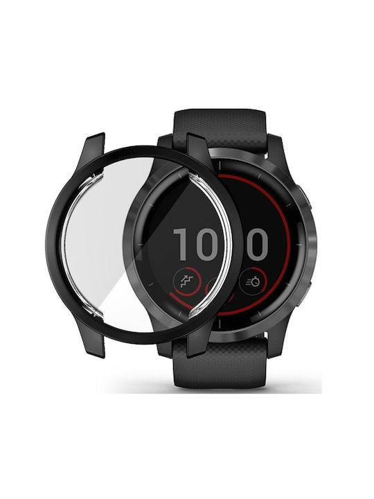 Hat-prince Eingebautes Glas Silikonhülle in Schwarz Farbe für Garmin Venu 2S, Vivoactive 4S Hat-prince Eingebautes Glas Silikonhülle in Schwarz Farbe für Garmin Venu 2S, Vivoactive 4S