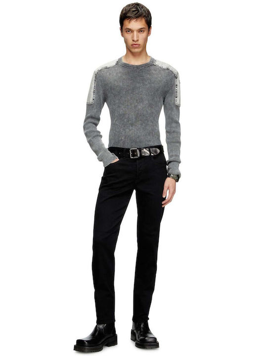 Men's Elastic Jeans Pants with Regular Tapered Fit Black