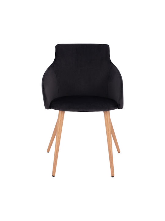 Ivy Dining Room Velvet Armchair Black 53x55x79cm 2pcs