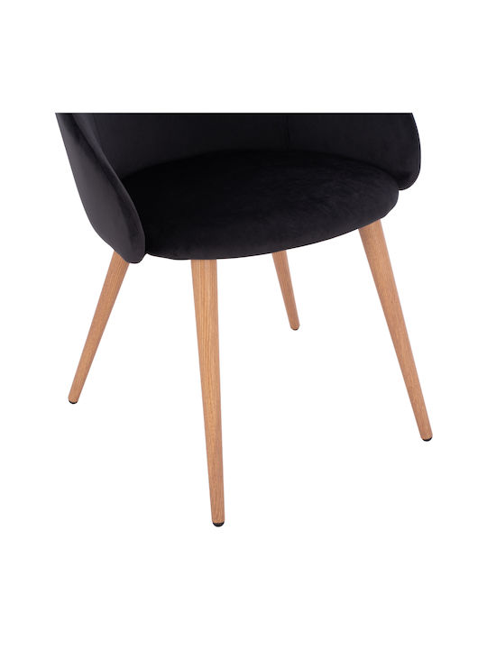 Ivy Dining Room Velvet Armchair Black 53x55x79cm 2pcs