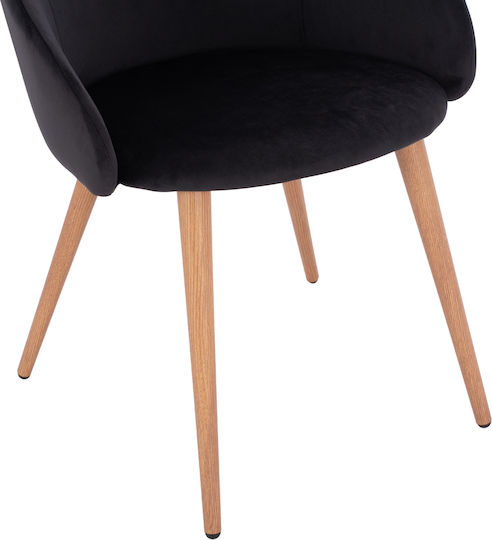 Ivy Dining Room Velvet Armchair Black 53x55x79cm 2pcs