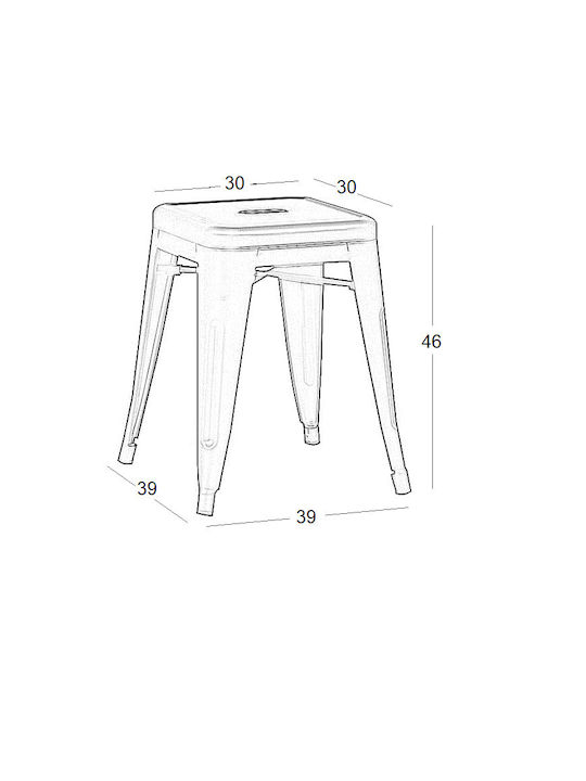 Stool for Bar Outdoor Texas Industrial Black 43x43x45cm