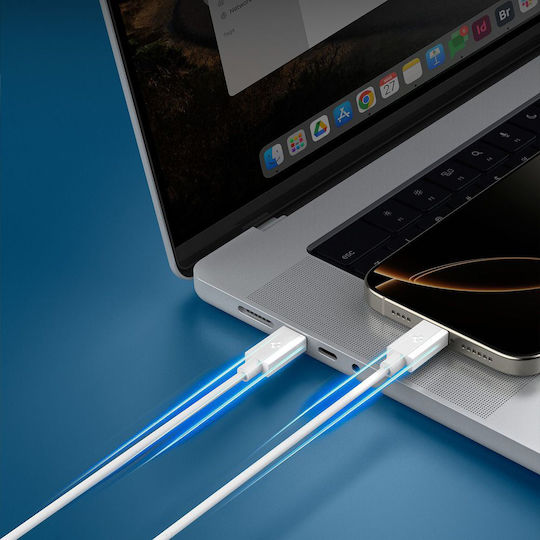 Spigen USB 2.0 Cable USB-C male - USB-C 60W PD Λευκό 1m ACA08717
