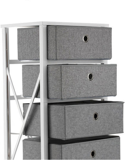 Sertar Mobilier de depozitare din Lemn & Material textil cu 3 Sertare L41xL32xH77buc