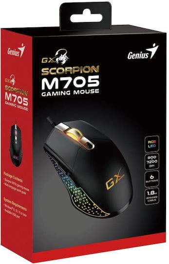 Genius Scorpion M705 Геймърска Мишка 7200 DPI Черен