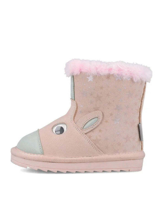 Anatomical Suede Kids Boots with Zipper Pink