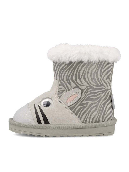 Anatomical Suede Kids Boots with Zipper Gray