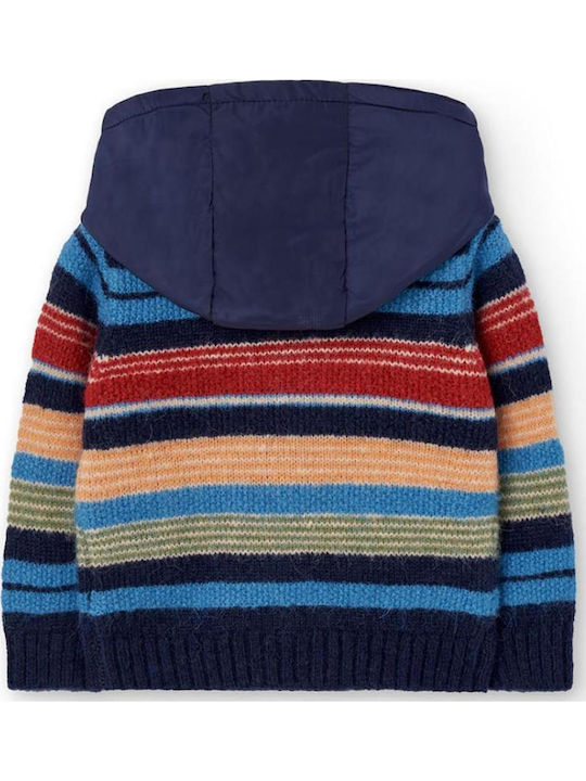 Kids Cardigan Knitted with Hood Navy