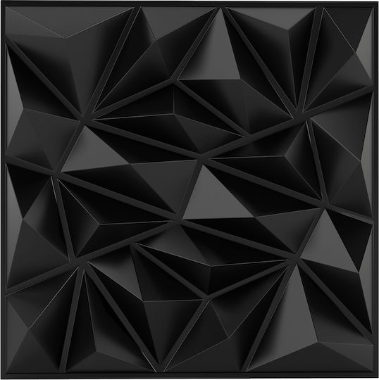 3D Стенен Панел От PVC Черен 50x50см